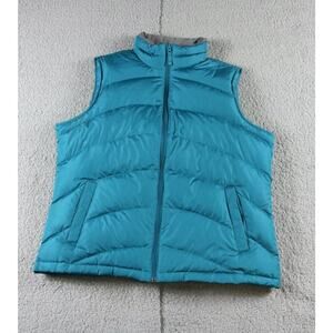New Land End Down Puffer Vest Women Small Blue